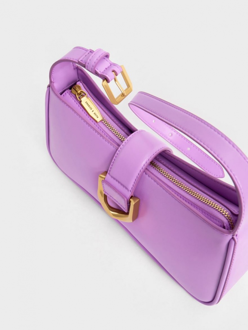 τσάντεσ ώμου Charles And Keith Gabine Curved μωβ | 53879-ZOUT