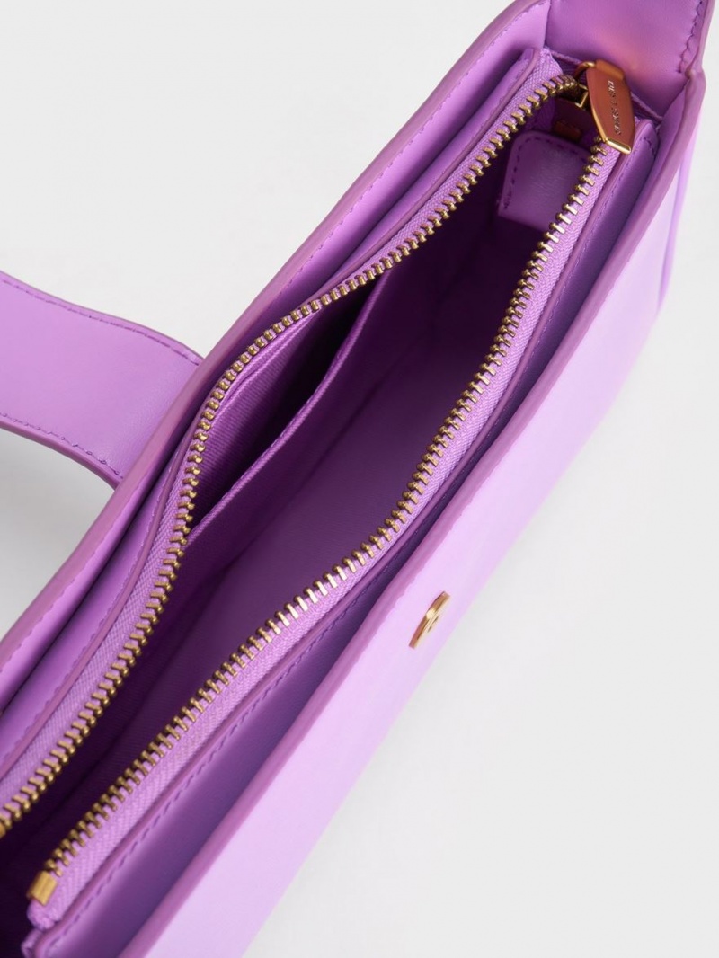τσάντεσ ώμου Charles And Keith Gabine Curved μωβ | 53879-ZOUT