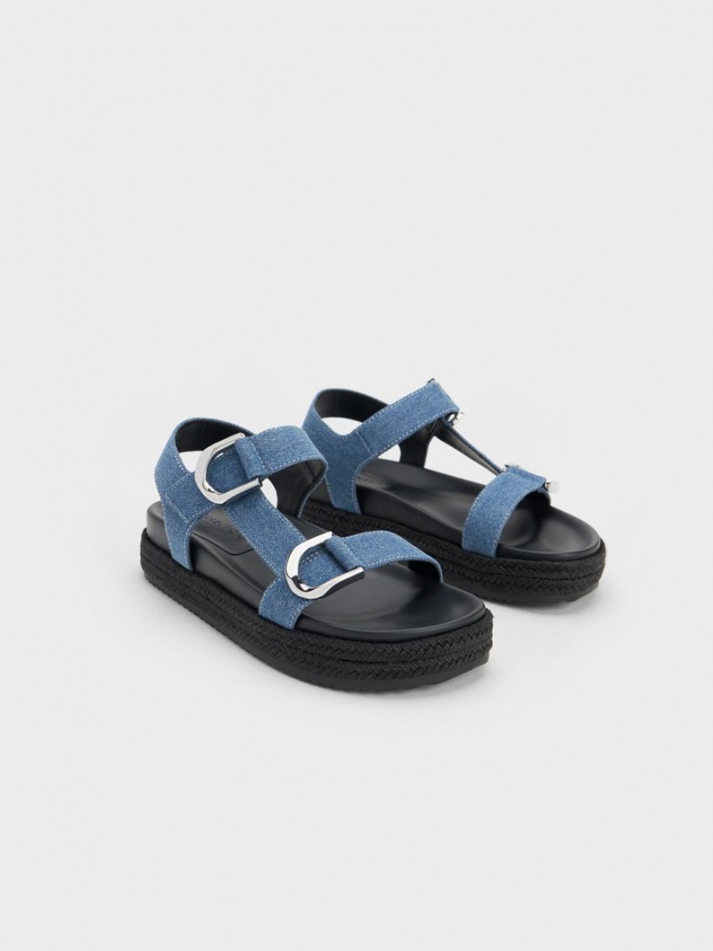Πεδιλα Πλατφορμεσ Charles And Keith Gabine Denim εσπαντριγιεσ μπλε | 63518-ZRNJ
