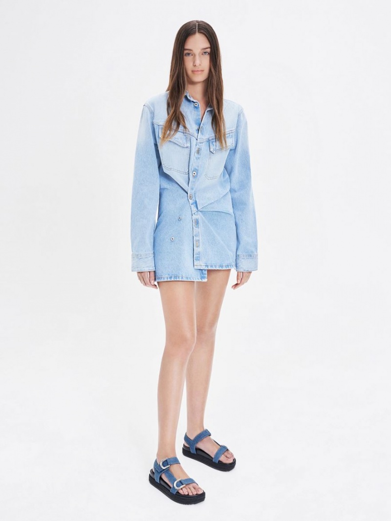 Πεδιλα Πλατφορμεσ Charles And Keith Gabine Denim εσπαντριγιεσ μπλε | 63518-ZRNJ