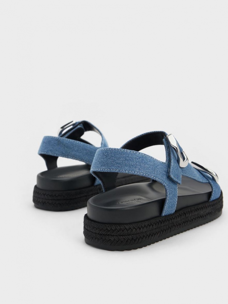 Πεδιλα Πλατφορμεσ Charles And Keith Gabine Denim εσπαντριγιεσ μπλε | 63518-ZRNJ