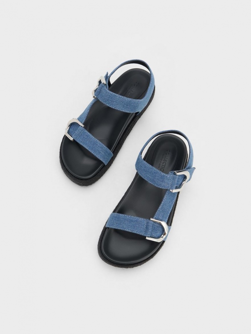 Πεδιλα Πλατφορμεσ Charles And Keith Gabine Denim εσπαντριγιεσ μπλε | 63518-ZRNJ