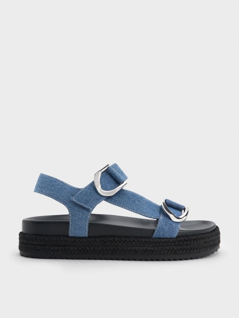 Πεδιλα Πλατφορμεσ Charles And Keith Gabine Denim εσπαντριγιεσ μπλε | 63518-ZRNJ