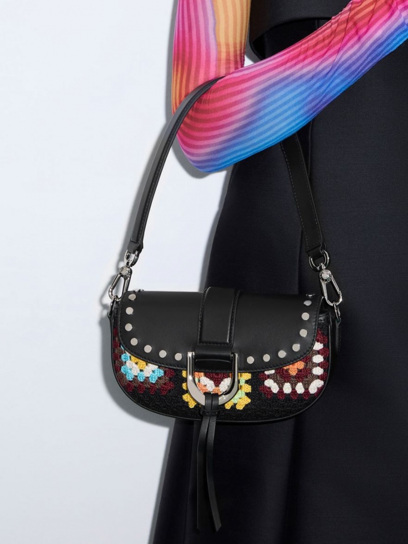 τσάντεσ ώμου Charles And Keith Gabine Floral Crochet δερματινα Πολύχρωμο | 15603-GTYN