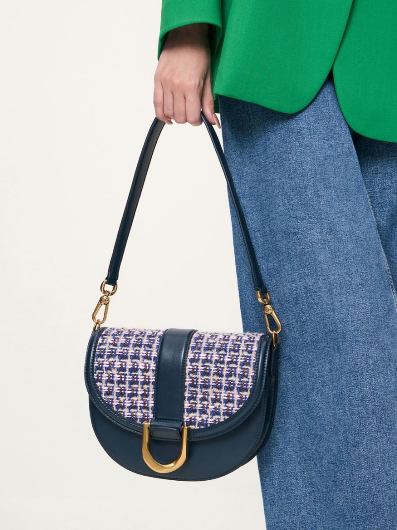 Τσάντες Σέλας Charles And Keith Gabine Tweed σκουρο μπλε | 64895-RDNS