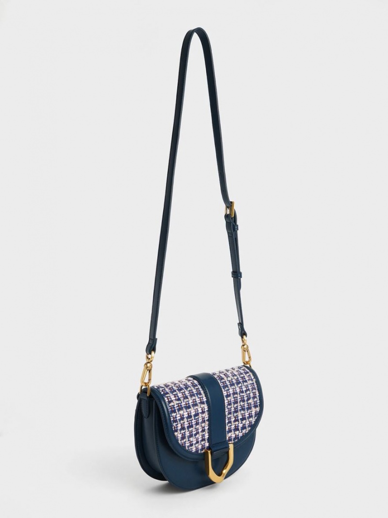 Τσάντες Σέλας Charles And Keith Gabine Tweed σκουρο μπλε | 64895-RDNS