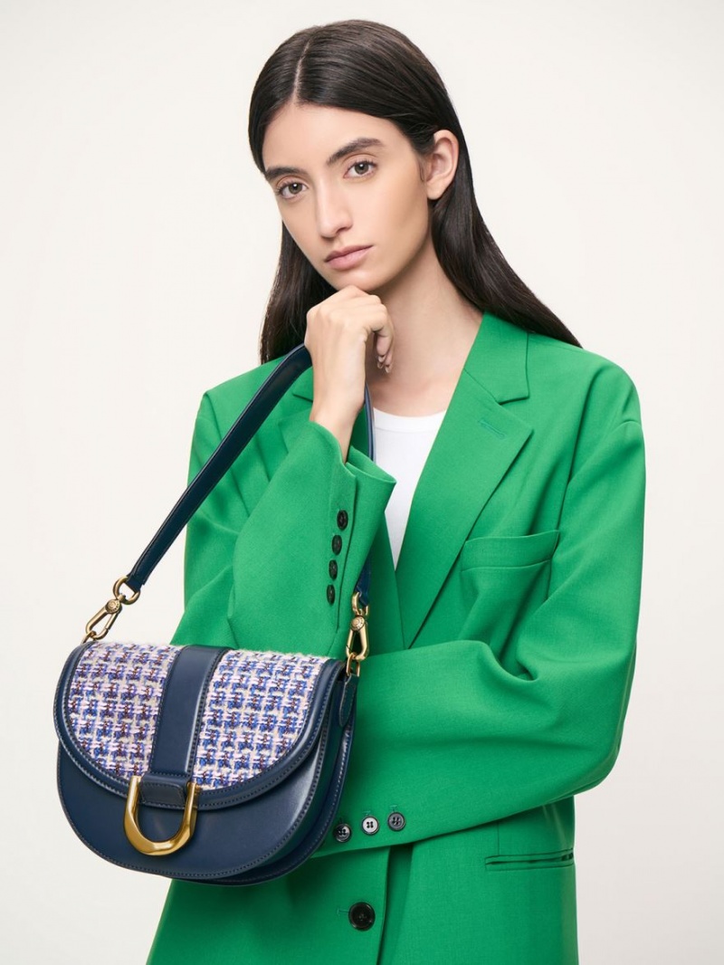 Τσάντες Σέλας Charles And Keith Gabine Tweed σκουρο μπλε | 64895-RDNS