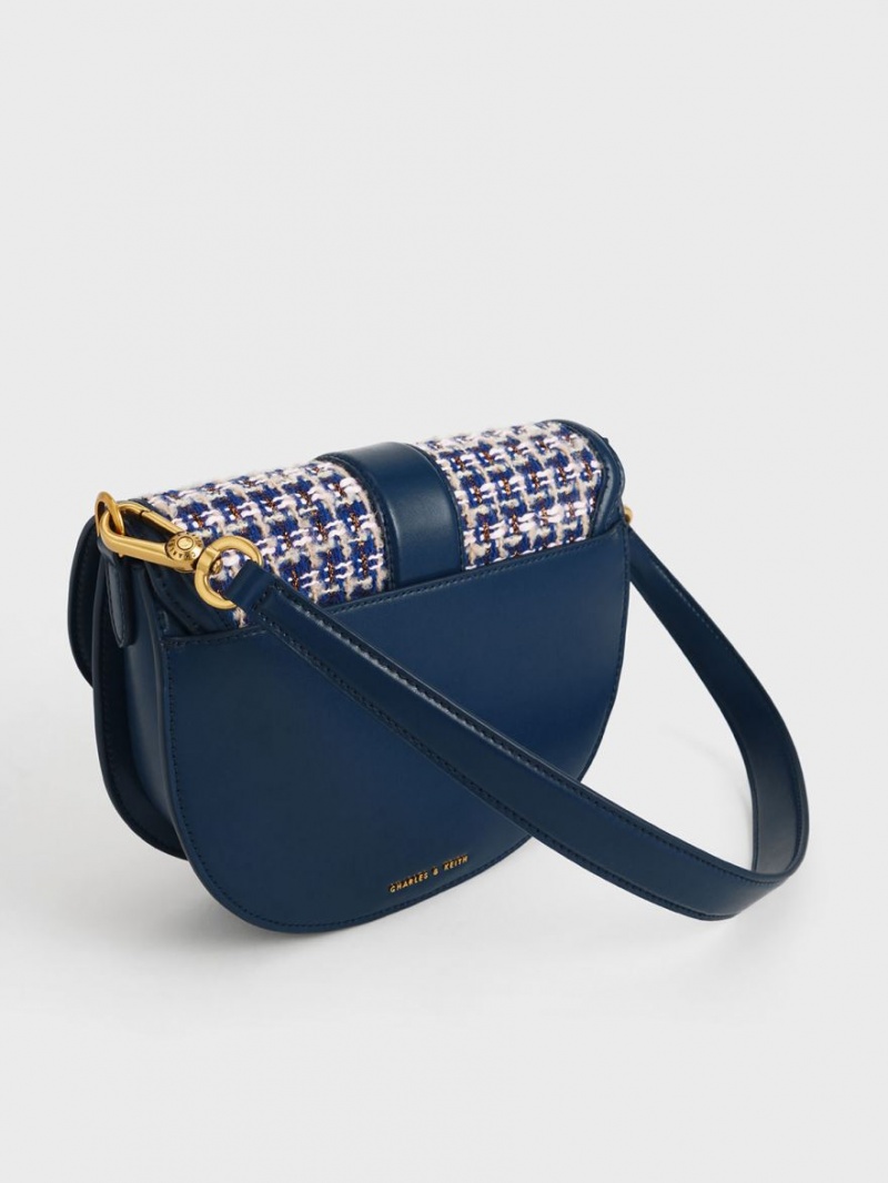 Τσάντες Σέλας Charles And Keith Gabine Tweed σκουρο μπλε | 64895-RDNS