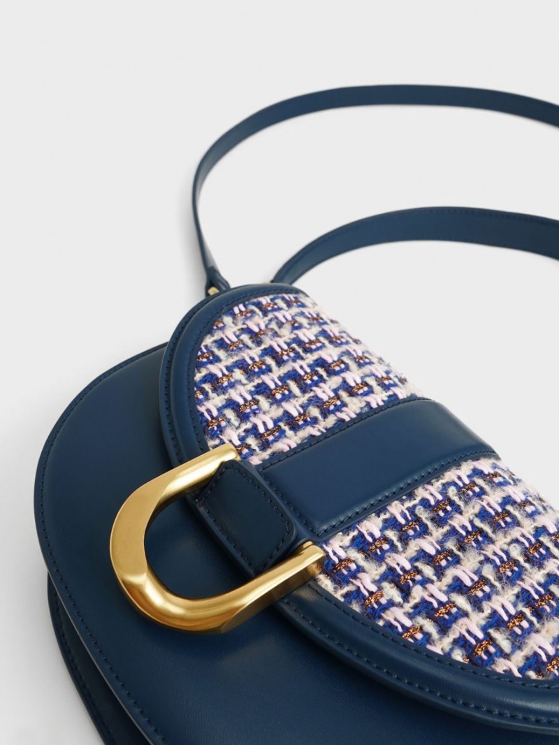 Τσάντες Σέλας Charles And Keith Gabine Tweed σκουρο μπλε | 64895-RDNS