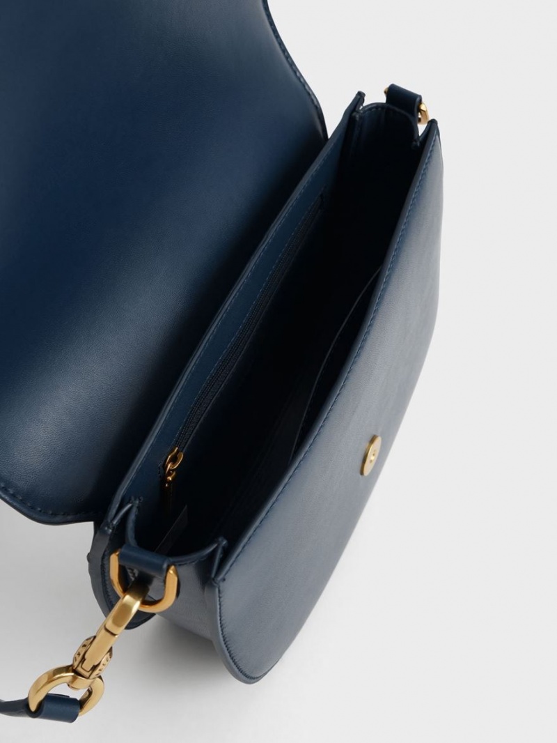 Τσάντες Σέλας Charles And Keith Gabine Tweed σκουρο μπλε | 64895-RDNS