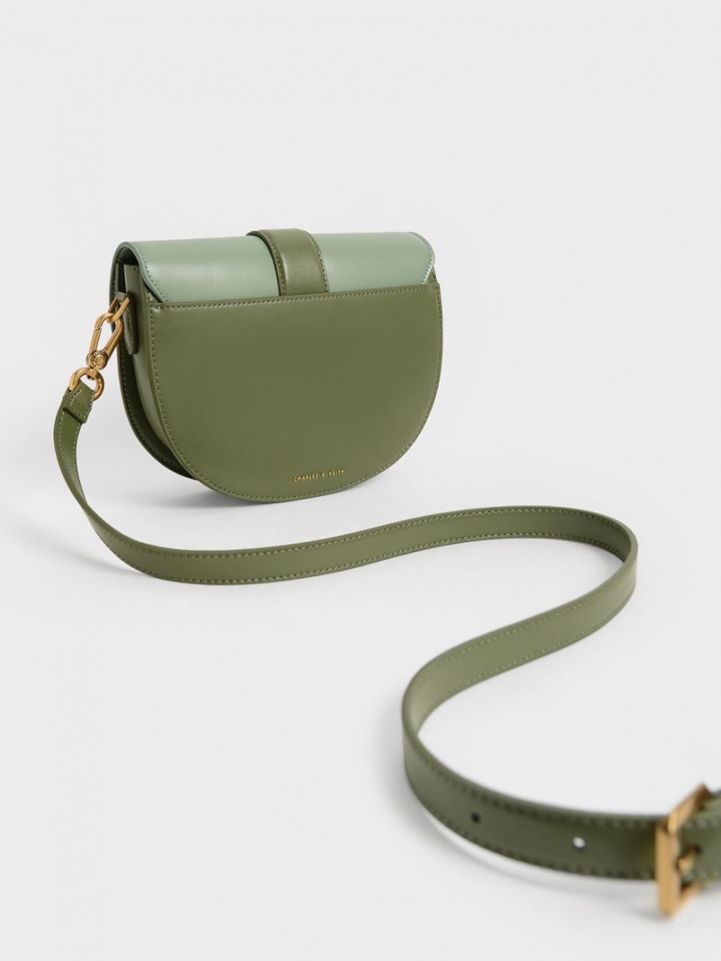Τσάντες Σέλας Charles And Keith Gabine Two-Tone​ Ελιά | 40817-NWKQ
