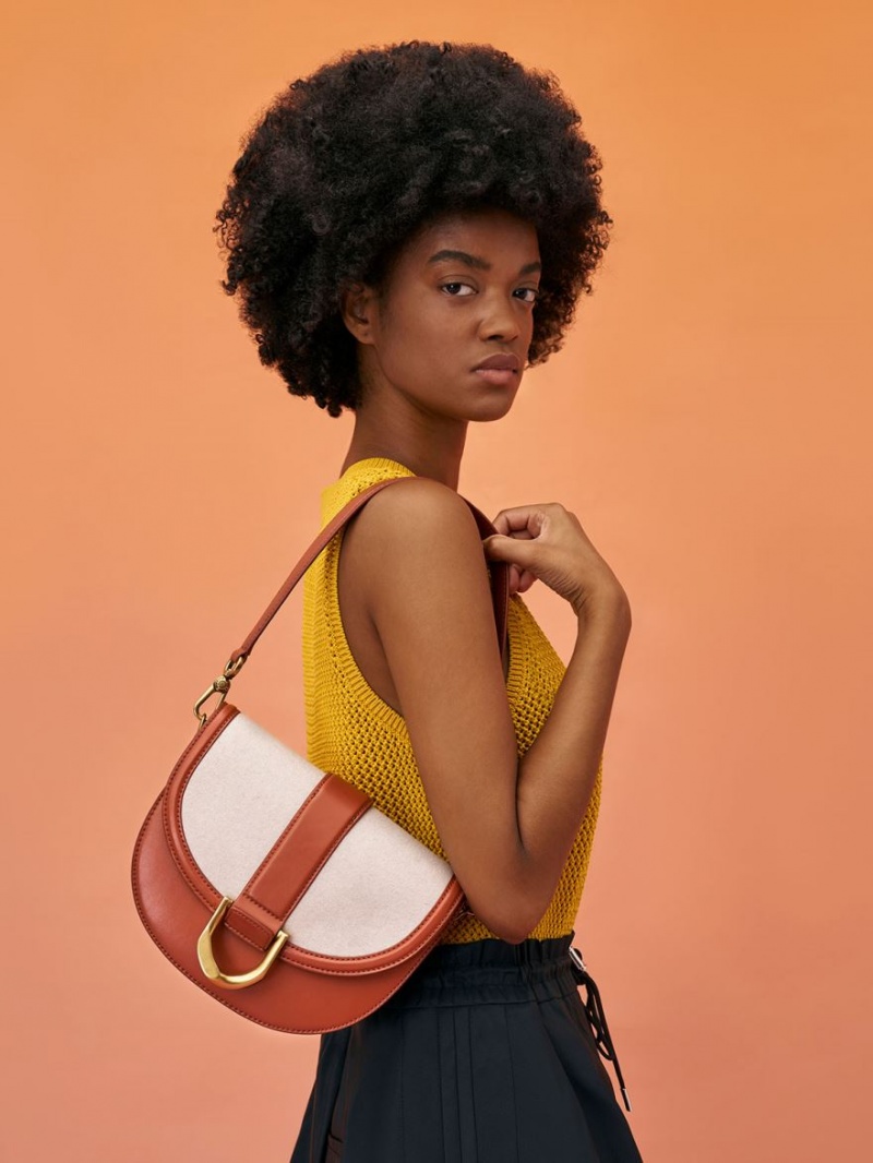 Τσάντες Σέλας Charles And Keith Gabine Two-Tone​ καφε | 69430-VDCG