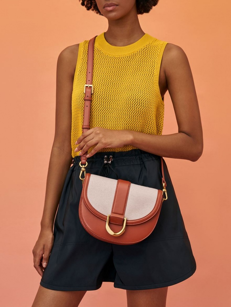 Τσάντες Σέλας Charles And Keith Gabine Two-Tone​ καφε | 69430-VDCG