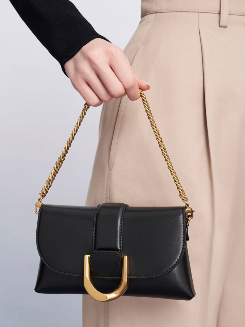τσάντεσ χιαστί Charles And Keith Gabine μαυρα | 06213-GHSF