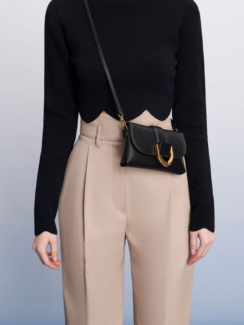 τσάντεσ χιαστί Charles And Keith Gabine μαυρα | 06213-GHSF