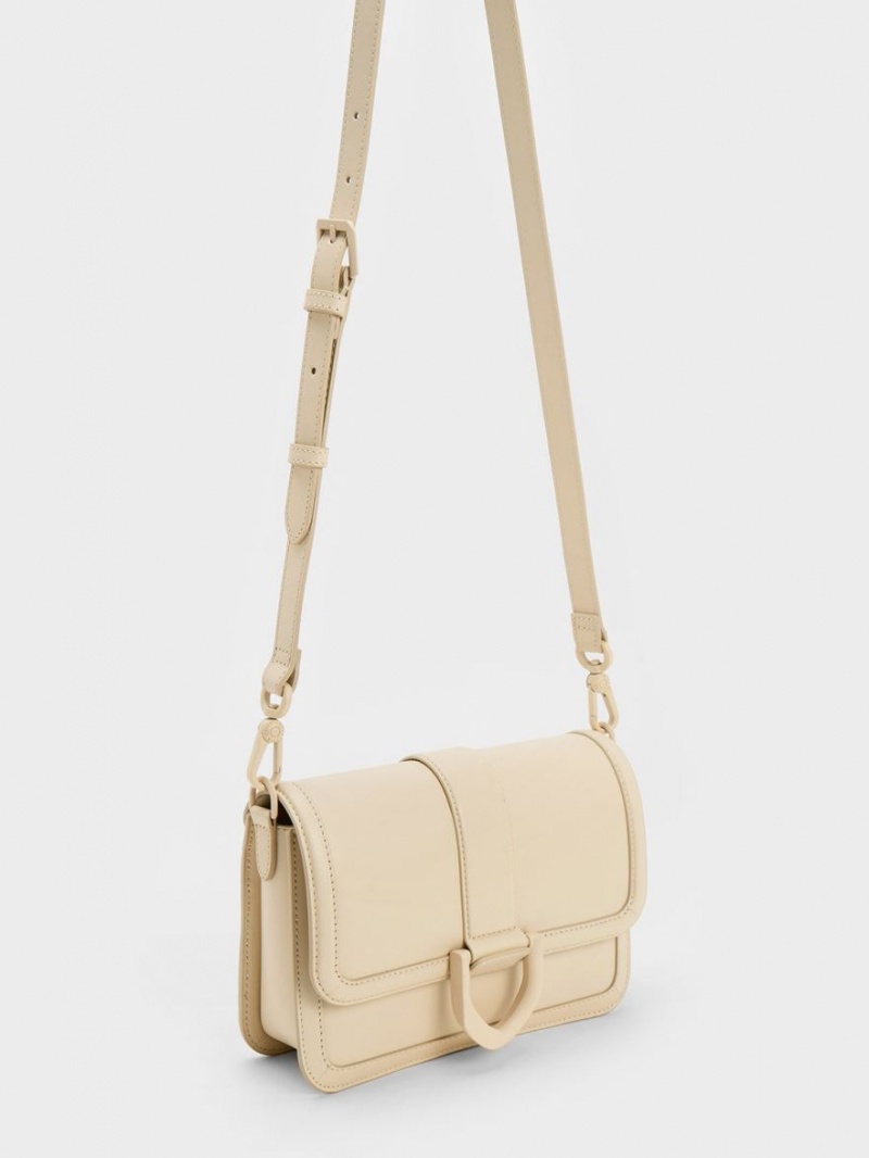 τσάντεσ χιαστί Charles And Keith Gabine δερματινα κρέμα | 01349-KEMZ
