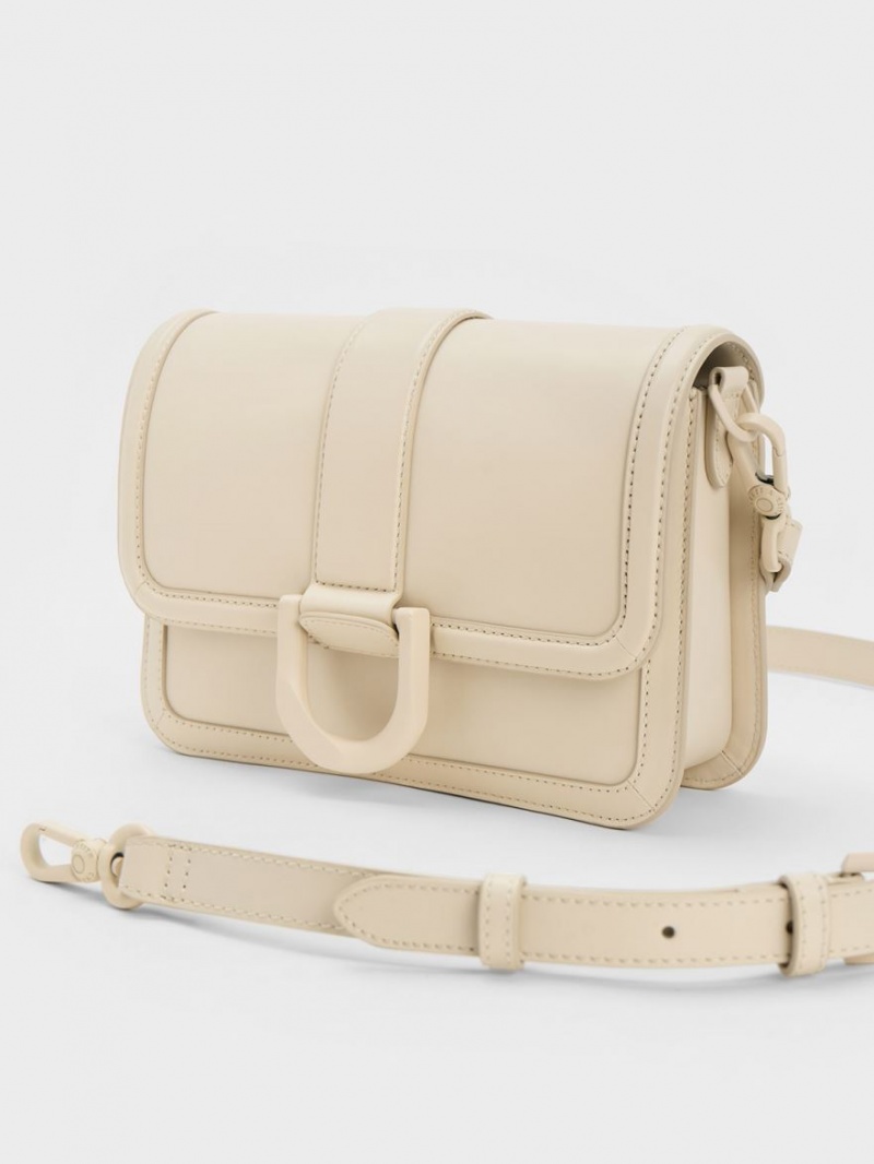 τσάντεσ χιαστί Charles And Keith Gabine δερματινα κρέμα | 01349-KEMZ