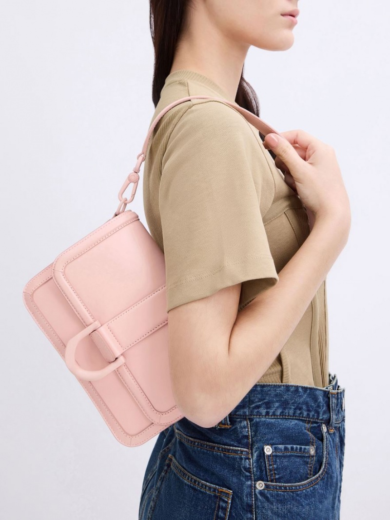 τσάντεσ χιαστί Charles And Keith Gabine δερματινα ροζ | 06294-IYFE