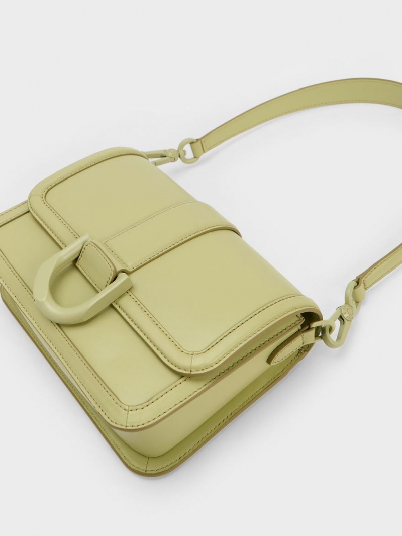 τσάντεσ χιαστί Charles And Keith Gabine δερματινα πρασινο | 09725-QRUI