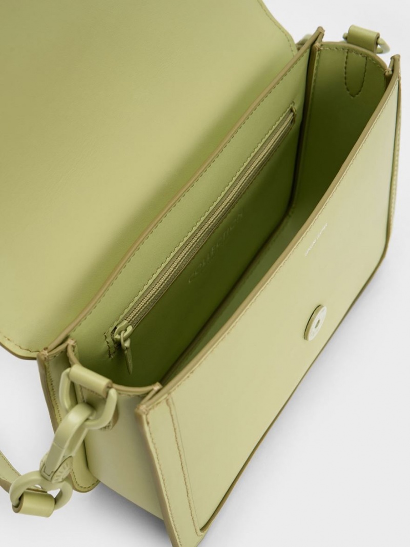 τσάντεσ χιαστί Charles And Keith Gabine δερματινα πρασινο | 09725-QRUI