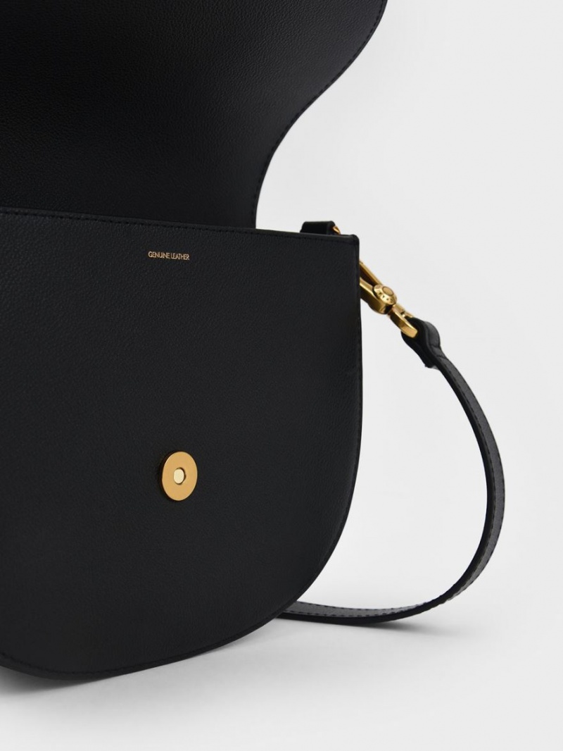 Τσάντες Σέλας Charles And Keith Gabine δερματινα​ μαυρα | 29168-BWAX