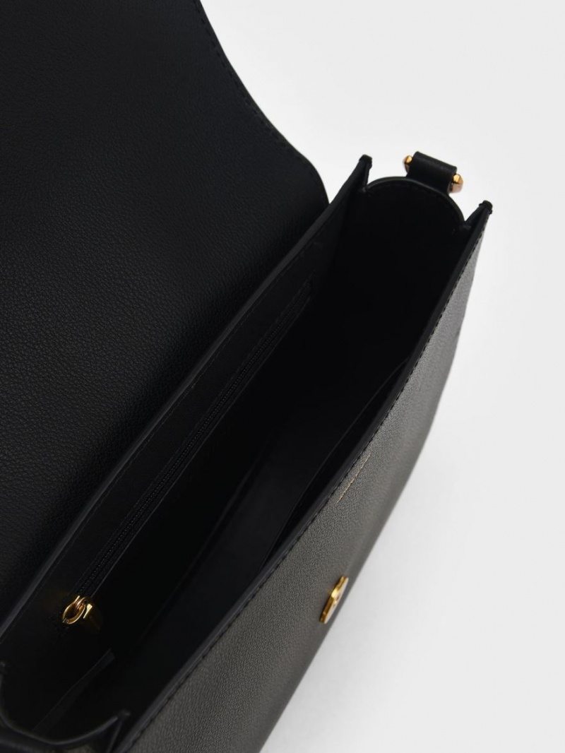 Τσάντες Σέλας Charles And Keith Gabine δερματινα​ μαυρα | 29168-BWAX
