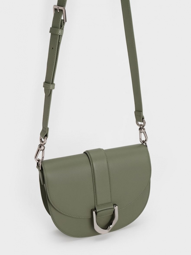 Τσάντες Σέλας Charles And Keith Gabine δερματινα Ελιά | 43197-BLZJ