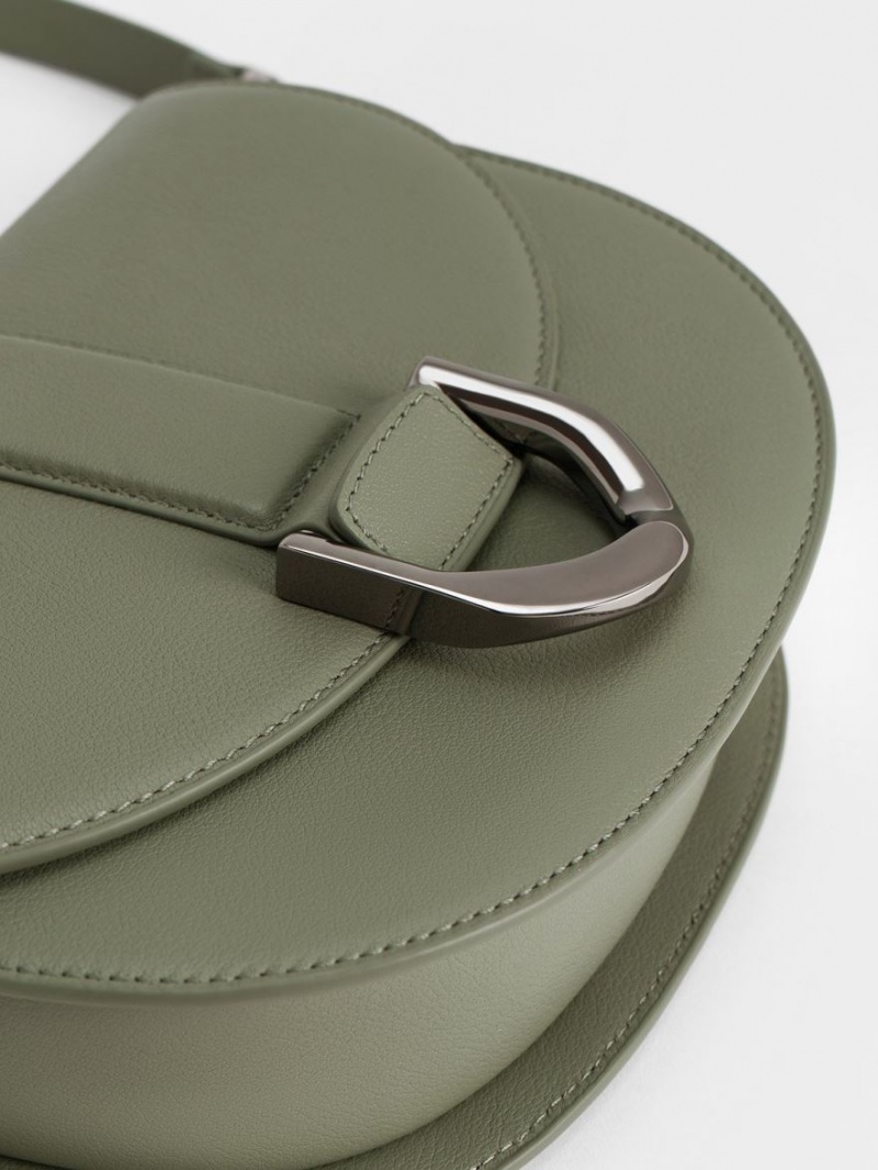 Τσάντες Σέλας Charles And Keith Gabine δερματινα Ελιά | 43197-BLZJ