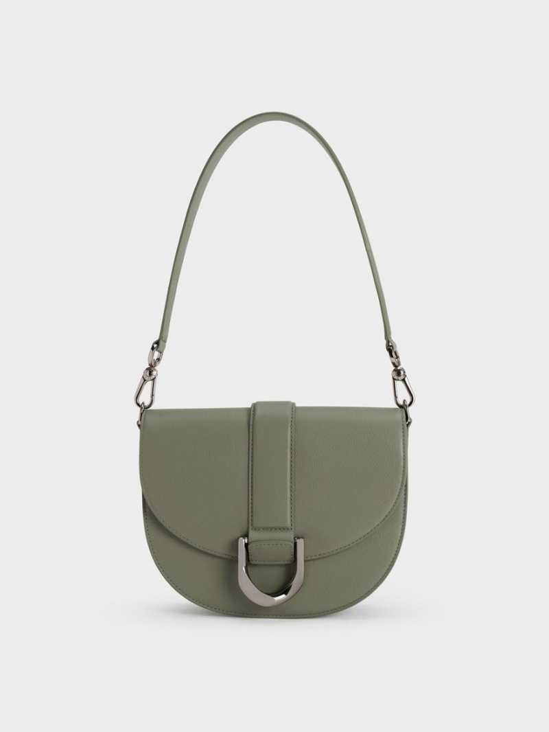 Τσάντες Σέλας Charles And Keith Gabine δερματινα Ελιά | 43197-BLZJ