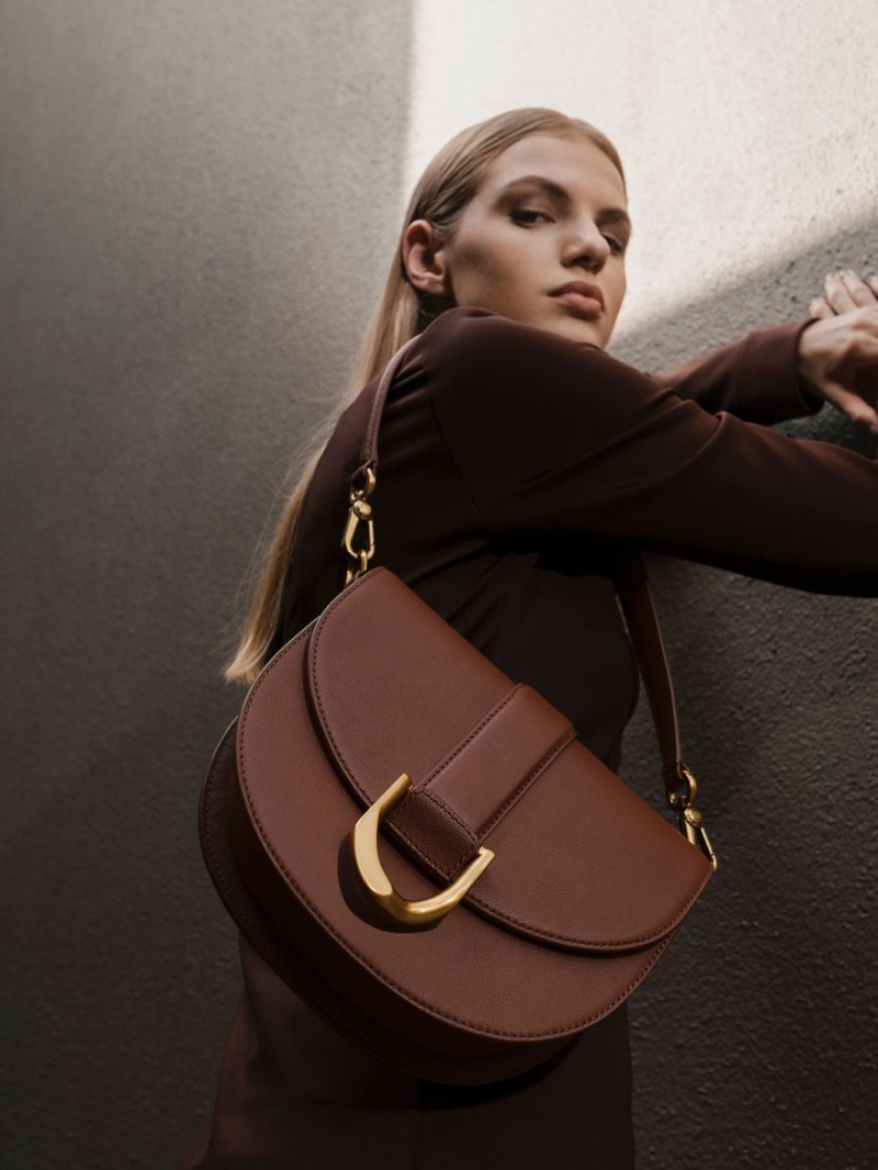 Τσάντες Σέλας Charles And Keith Gabine δερματινα​ καφε | 43615-VABF
