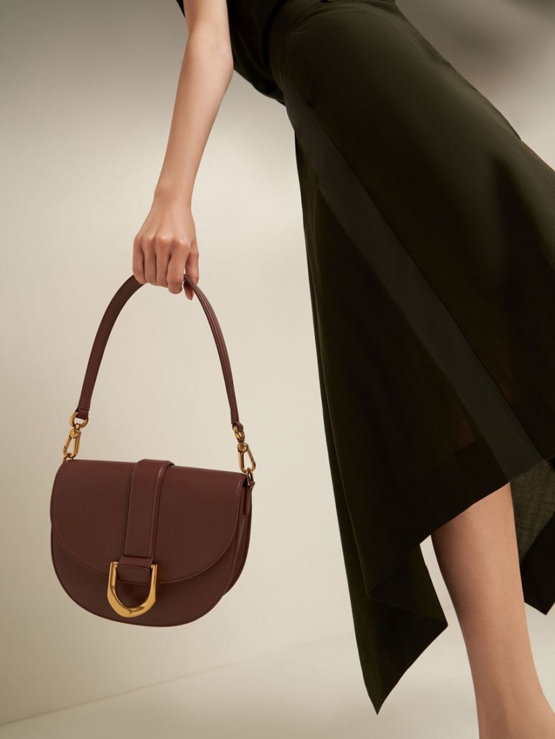 Τσάντες Σέλας Charles And Keith Gabine δερματινα​ καφε | 43615-VABF