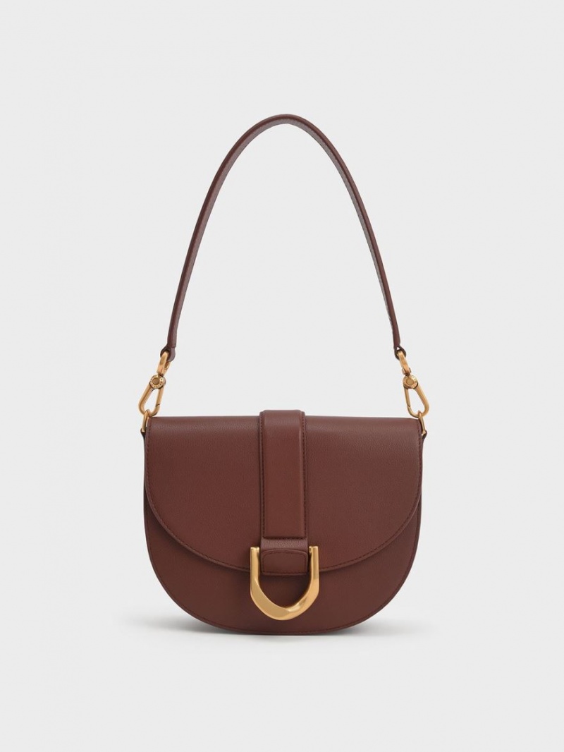 Τσάντες Σέλας Charles And Keith Gabine δερματινα​ καφε | 43615-VABF