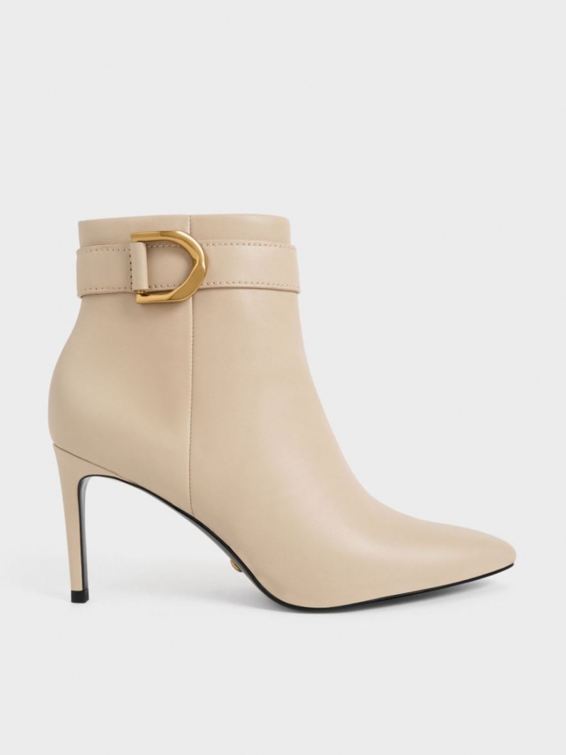 μποτεσ τακουνια Charles And Keith Gabine δερματινα Μπεζ | 53802-PSBM