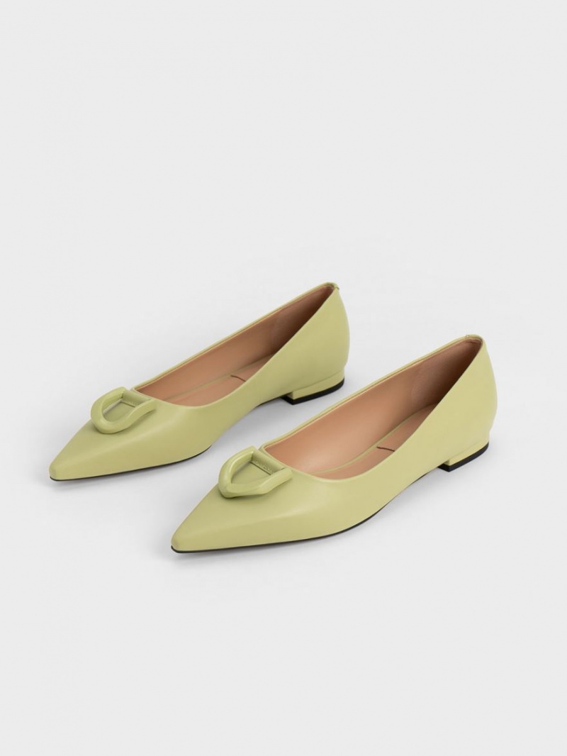 Παπουτσια Μπαλαρινεσ Charles And Keith Gabine δερματινα πρασινο | 60581-MCTJ