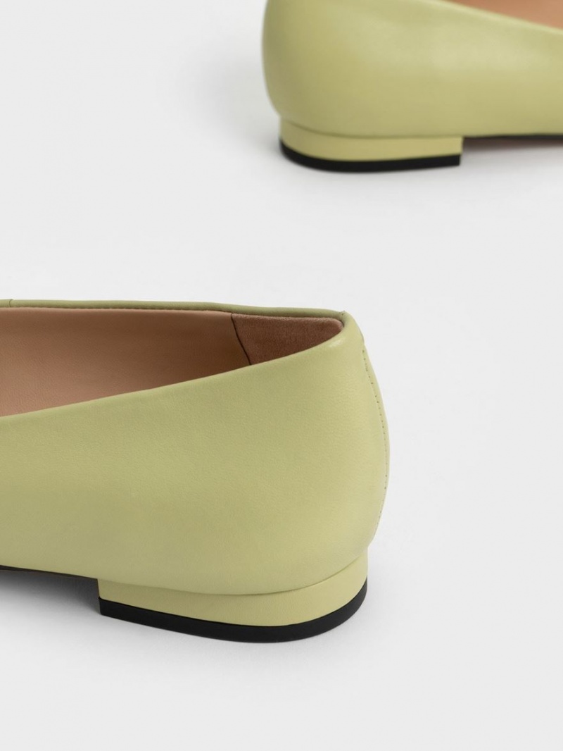 Παπουτσια Μπαλαρινεσ Charles And Keith Gabine δερματινα πρασινο | 60581-MCTJ