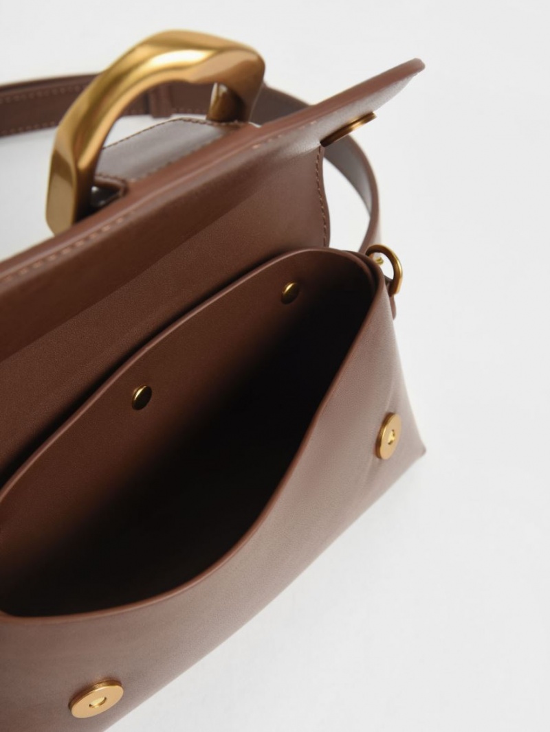 τσάντεσ χιαστί Charles And Keith Gabine σκούρο καφε | 67480-PHVQ