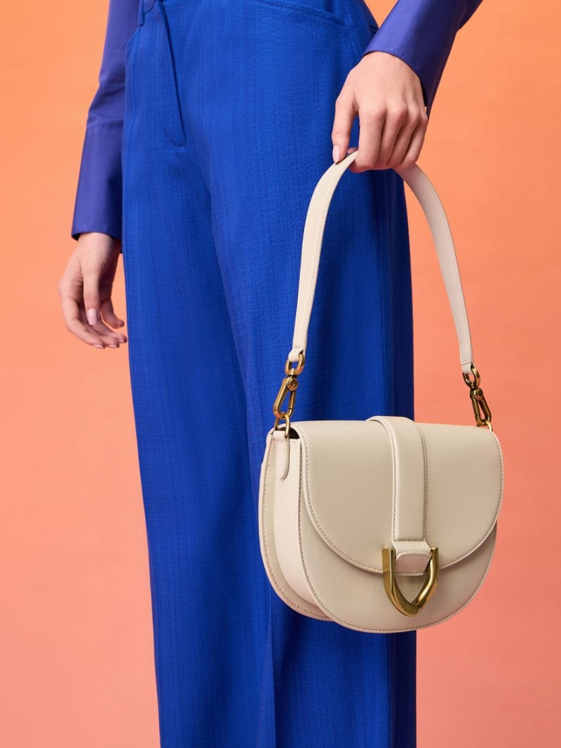 Τσάντες Σέλας Charles And Keith Gabine δερματινα​ ασπρα | 76028-SCKA