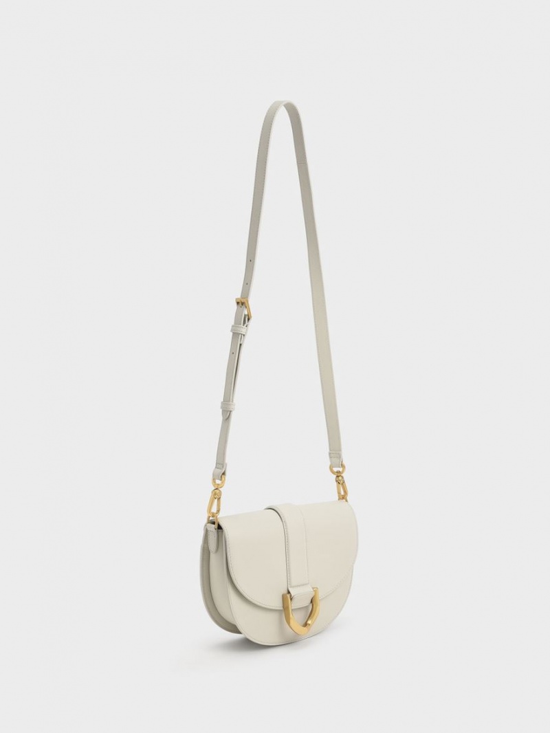 Τσάντες Σέλας Charles And Keith Gabine δερματινα​ ασπρα | 76028-SCKA