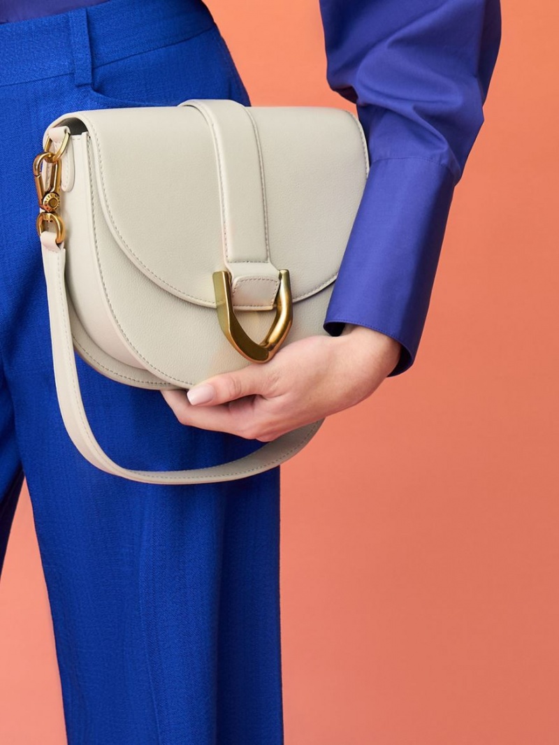 Τσάντες Σέλας Charles And Keith Gabine δερματινα​ ασπρα | 76028-SCKA