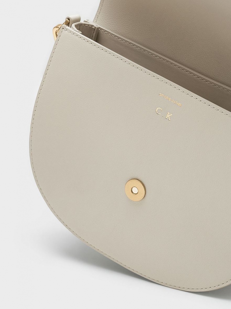 Τσάντες Σέλας Charles And Keith Gabine δερματινα​ ασπρα | 76028-SCKA