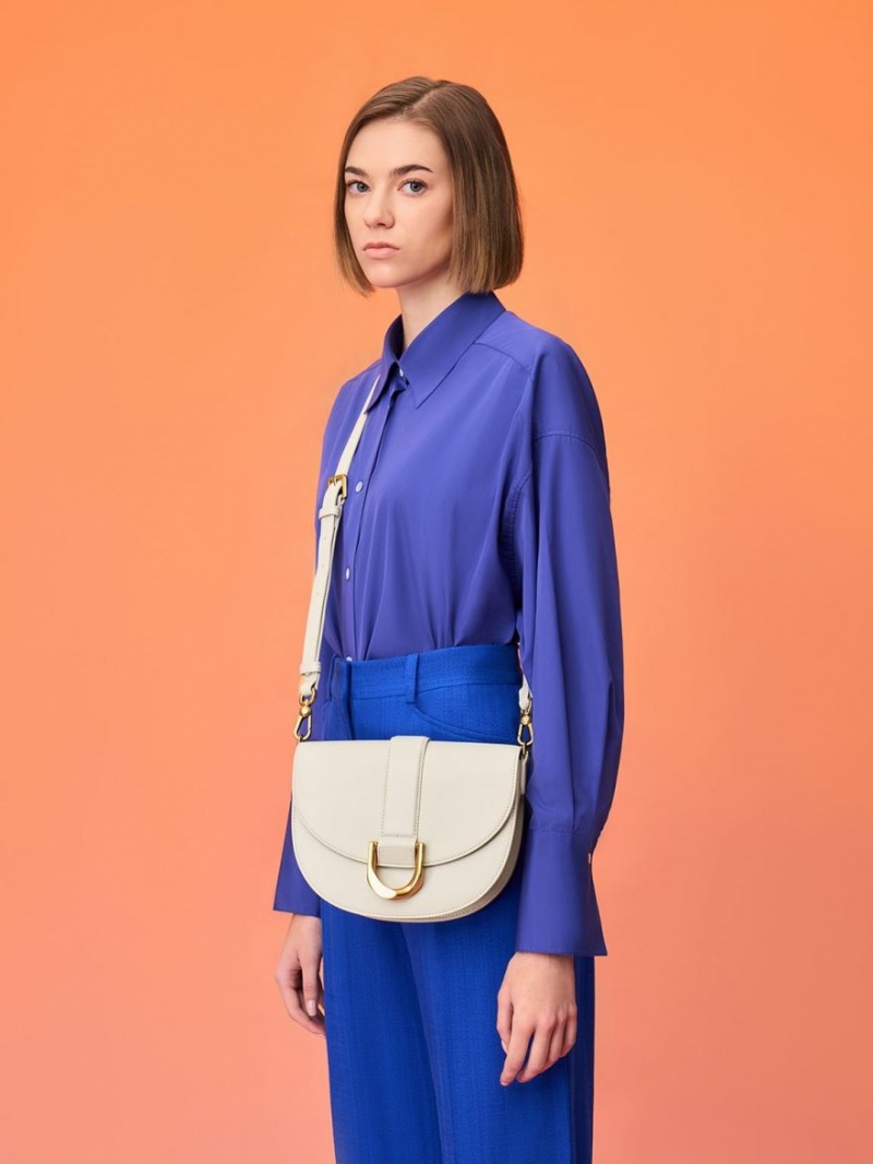 Τσάντες Σέλας Charles And Keith Gabine δερματινα​ ασπρα | 76028-SCKA