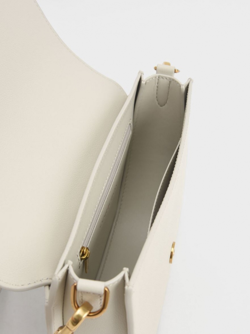 Τσάντες Σέλας Charles And Keith Gabine δερματινα​ ασπρα | 76028-SCKA