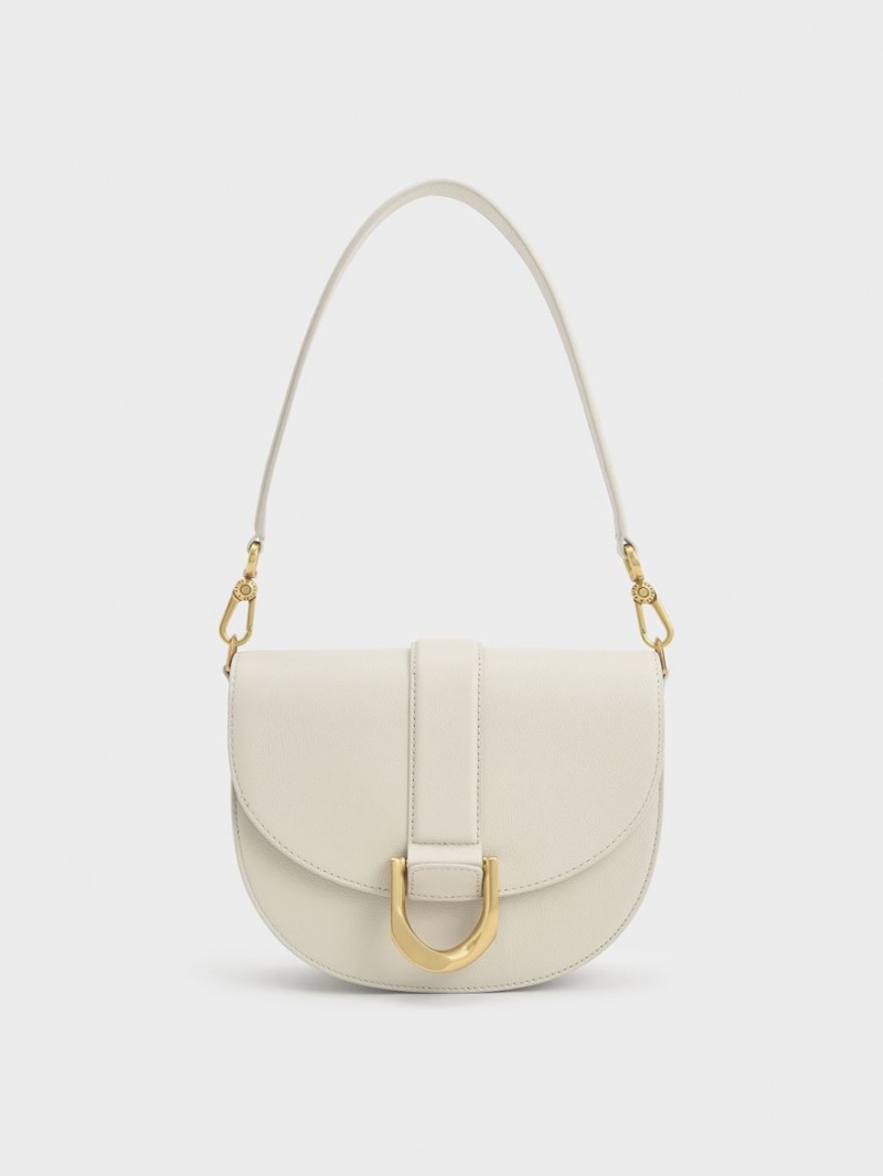 Τσάντες Σέλας Charles And Keith Gabine δερματινα​ ασπρα | 76028-SCKA