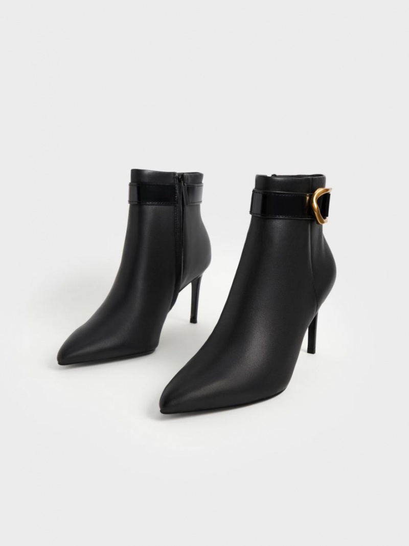 μποτεσ τακουνια Charles And Keith Gabine δερματινα μαυρα | 78536-YTHF