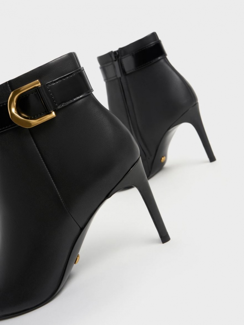 μποτεσ τακουνια Charles And Keith Gabine δερματινα μαυρα | 78536-YTHF