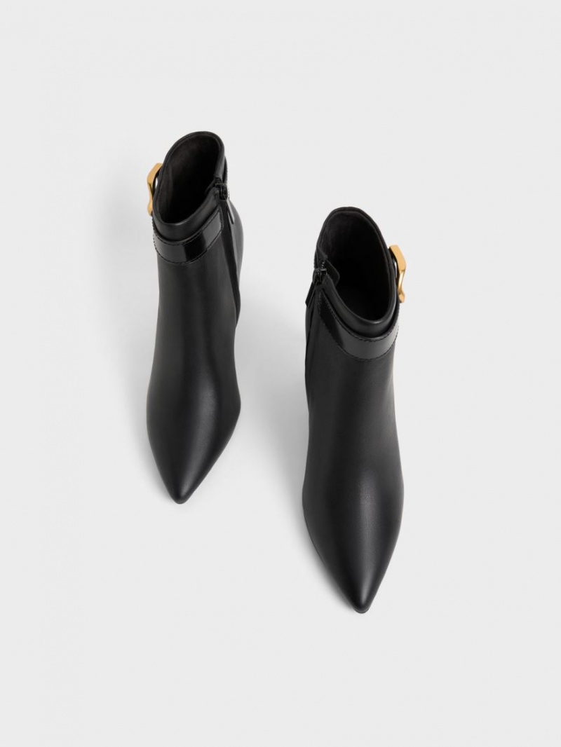 μποτεσ τακουνια Charles And Keith Gabine δερματινα μαυρα | 78536-YTHF