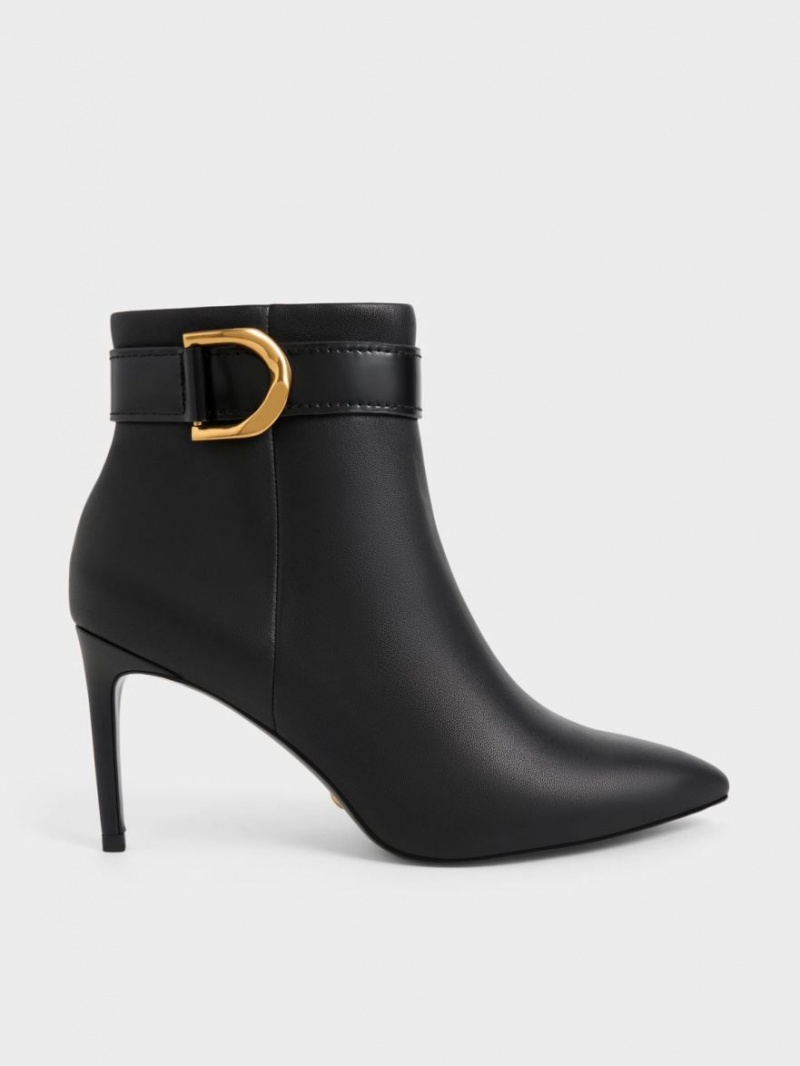 μποτεσ τακουνια Charles And Keith Gabine δερματινα μαυρα | 78536-YTHF