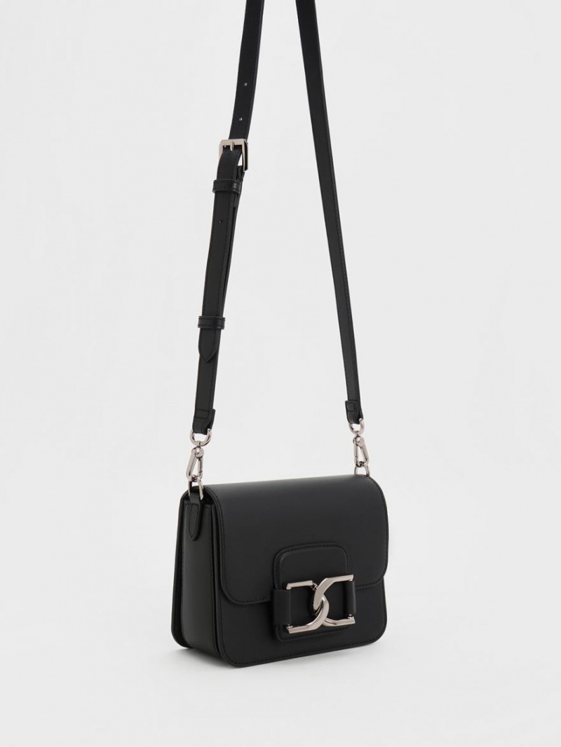 τσάντεσ χιαστί Charles And Keith Gabine δερματινα μαυρα | 83715-FAXK