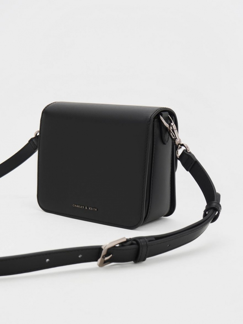 τσάντεσ χιαστί Charles And Keith Gabine δερματινα μαυρα | 83715-FAXK