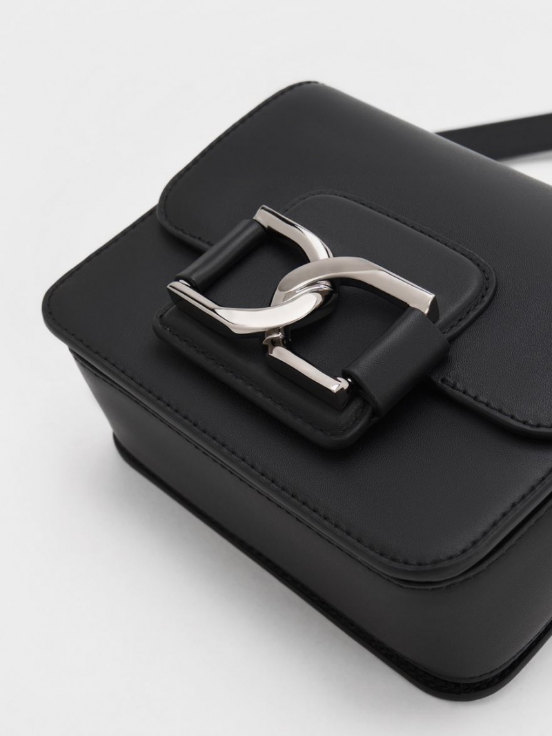 τσάντεσ χιαστί Charles And Keith Gabine δερματινα μαυρα | 83715-FAXK